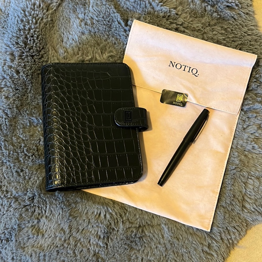 NOTIQ Personal MASQ Black Croc Ring Planner